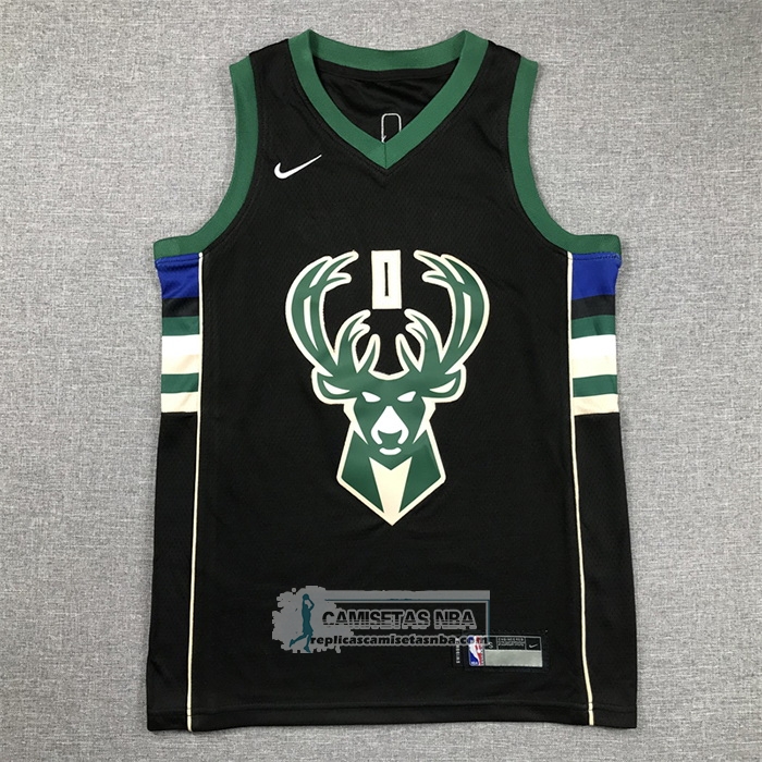 Camiseta Nino Milwaukee Bucks Damian Lillard NO 0 Statement 2018-19 Negro
